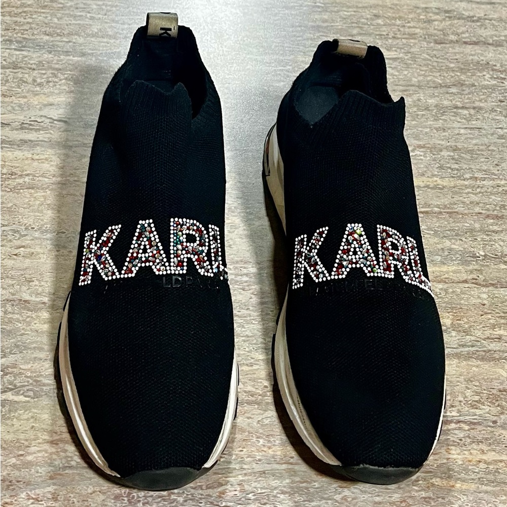Karl Lagerfeld Mirren rhinestone embellished sporty knit sneakers